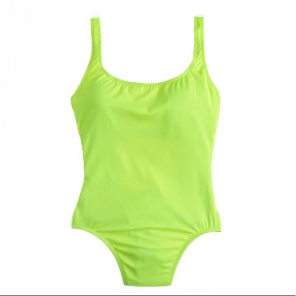 J. Crew Other - J. Crew Neon Yellow Scoop Neck High Cut Swimsuit